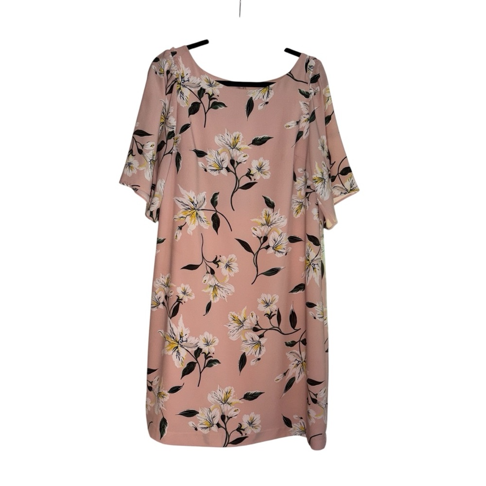 Ann Taylor Peach Floral Short Sleeve Dress 12